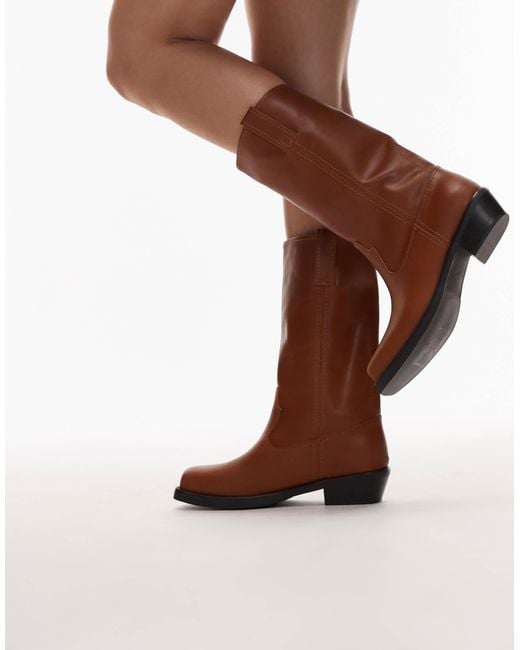 Jeffrey Campbell Brown Square Toe Knee Boots