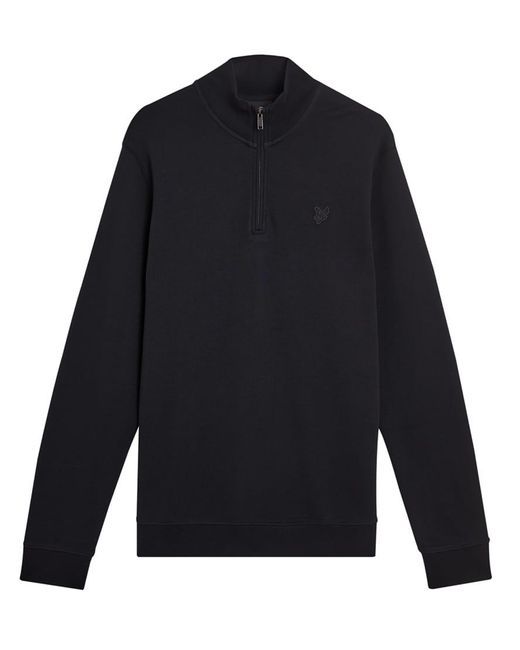 Lyle & Scott Black Lyle & Scott Superfine Quarter Zip Sweatshirt for men