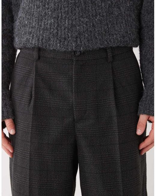 Weekday Black Uno Loose Fit Tailored Trousers for men