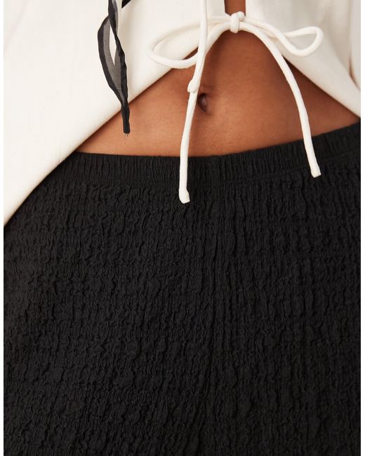 Gina Tricot Black Straight Leg Crinkle Textured Trousers