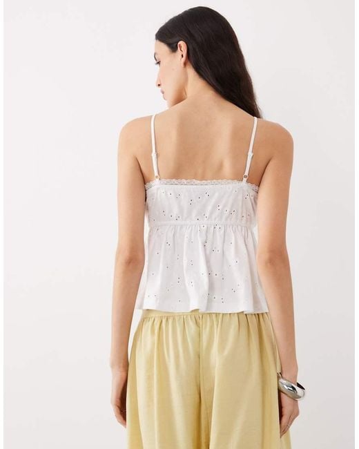ASOS White Lace Detail Broderie Babydoll Vest