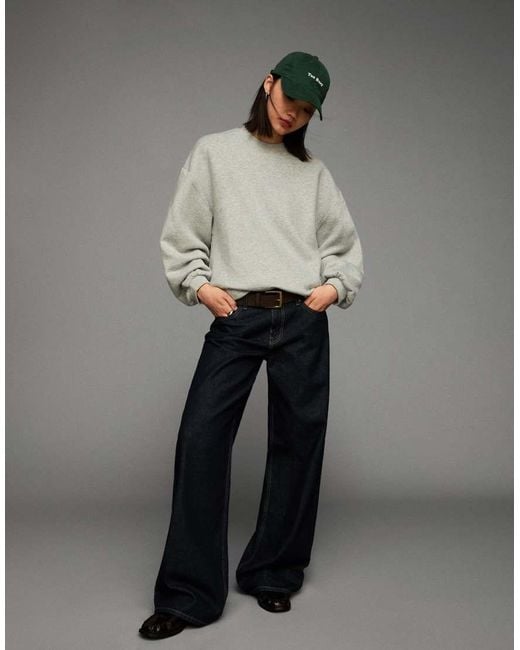 Bershka Gray Oversize Sweatshirt With Pockets