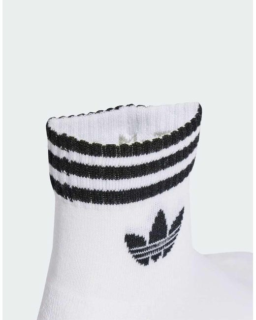 Adidas Originals White 3 Pack Ankle Socks With Trefoil Logo for men