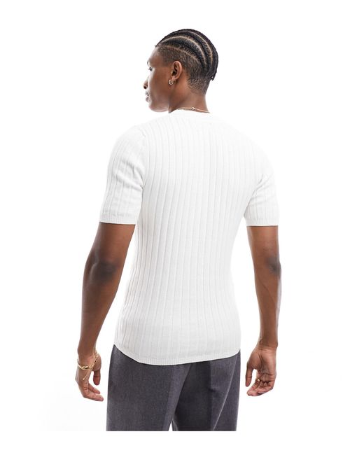 ASOS White Muscle Lightweight Knitted Rib T-shirt for men
