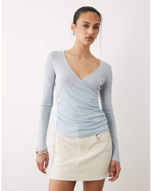 Cotton On Gray V Neck Wrap Top
