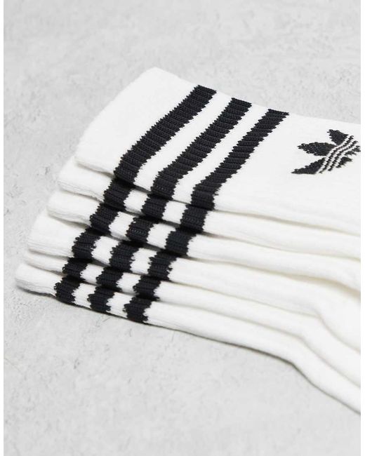 Adidas Originals White Adicolor Trefoil 6 Pack Crew Socks