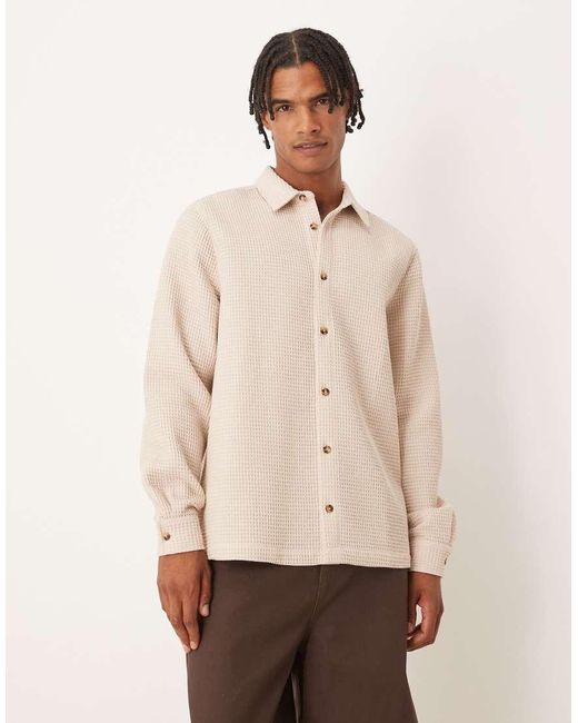 Camisa Beis Holgada De Tejido Texturizado De ASOS de hombre de color Natural