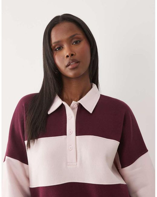 Kaiia Multicolor Oversized Long Sleeve Rugby Sweatshirt