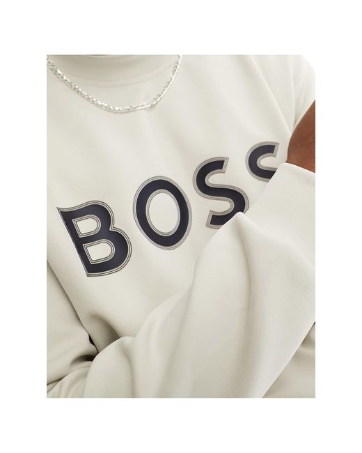 Boss - green - salbo 1 - sweat-shirt - crème Boss pour homme en coloris White