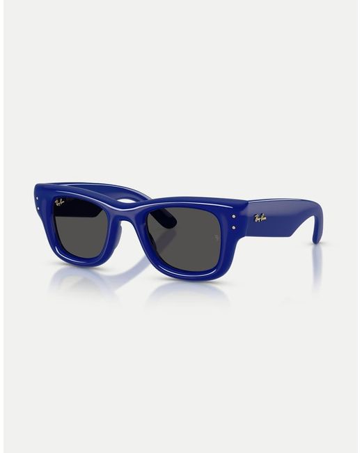 Gafas De Sol Azules Cuadradas Gruesas Con Lentes Negras Wayfarer Puffer De Ray-Ban de color Blue