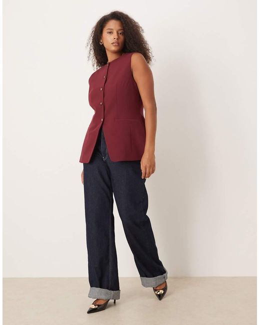 ASOS Curve Tailored High Neck Moulded Hip Waistcoat