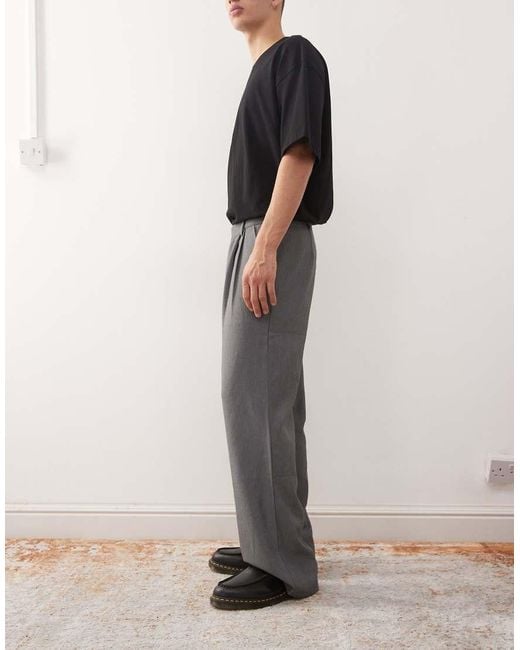 Reclaimed Vintage Gray baggy Pleat Detail Suit Trouser Co-ord for men