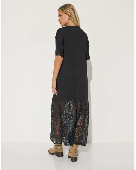 PixieGirl Black Petite Lace T-Shirt Maxi Dress