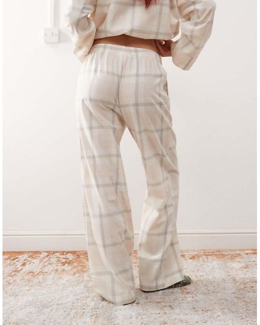 Pantalones De Pijama A Cuadros A Tono De Franela De (Parte De Un Conjunto)-Beis Neutro Monki de color Natural