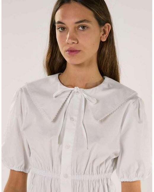 Glamorous White Smocked Waist Blouse