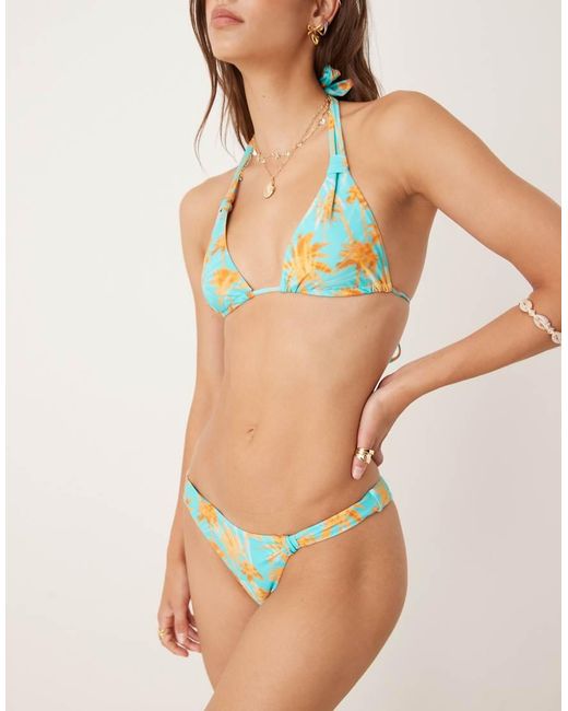 Wild Lovers Blue Sweet Escape Palm Print Bikini Bottom