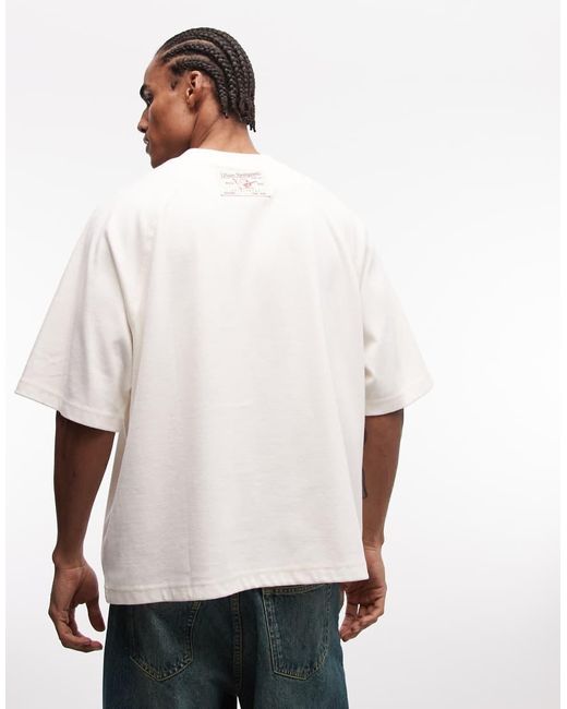 True Religion White Oversized Raglan Henley Top for men