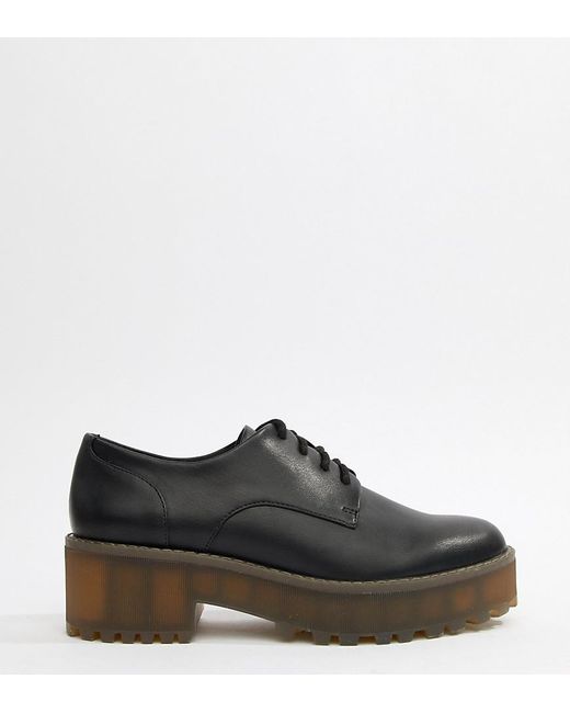 Monki Chunky Heel Derby Shoes in Black | Lyst