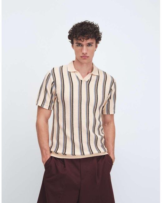 Blend Brown 100% Cotton Regular Fit Knit Open Collar Polo for men