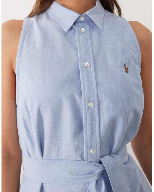 Polo Ralph Lauren Blue Woven Sleeveless Shirt Day Dress