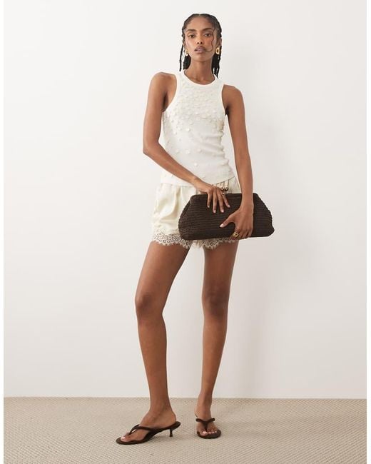River Island Natural Shell Embellished Tank Top
