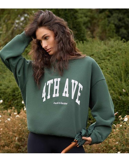 4th & Reckless Green Oversized Printed Logo Sweatshirt
