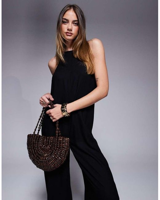 River Island Black Linen Jumpsuit
