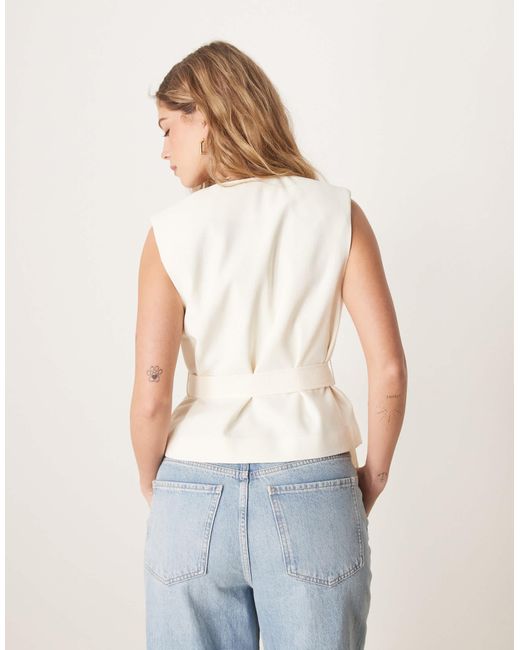 ASOS Blue Linen Look Tie Vest