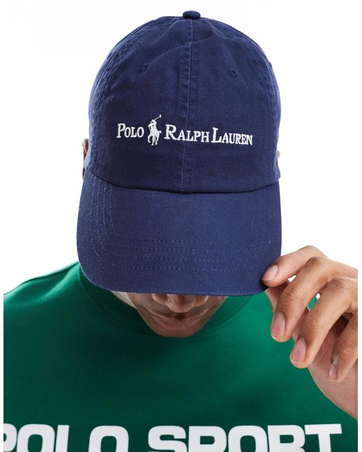 Polo Ralph Lauren Blue Script Icon Logo Twill Baseball Cap for men