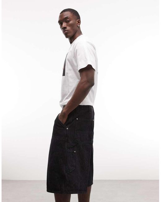 Carhartt White Og Double Knee Loose Fit Carpenter Shorts for men