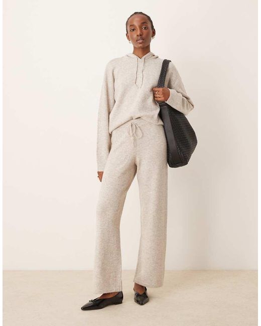 Jdy Natural Slouchy Knitted Hoodie Co-ord