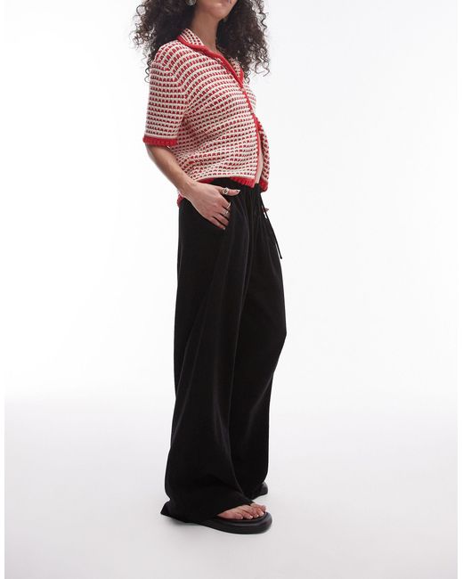 Pantalon d'ensemble ultra ample en lin naturel TOPSHOP en coloris Black
