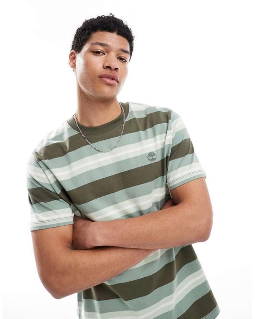 Camiseta A Rayas De Manga Corta De Timberland de hombre de color Green