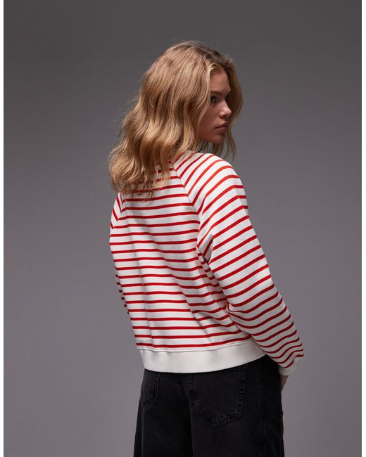 ARKET Red – gestreiftes sweatshirt aus weichem terry