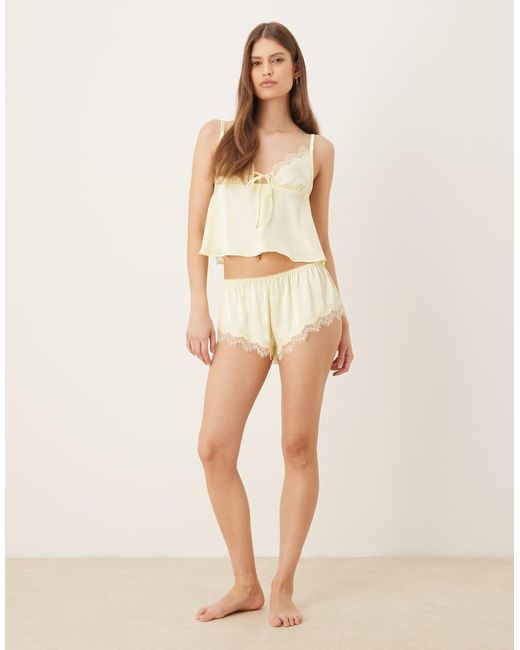 KAT THE LABEL Natural Sorrento Satin Lace Short