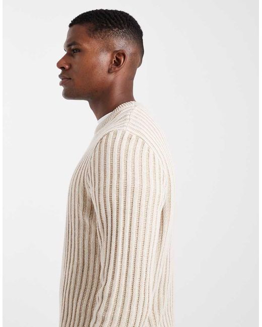 Only & Sons White Regular Fit Textured Knitted Jumper for men