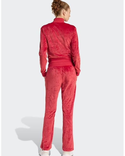 Adidas Originals Red Glam Velvet Tracksuit