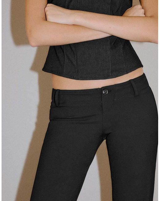 Bershka Black Petite Slim Fit Low-rise Trousers
