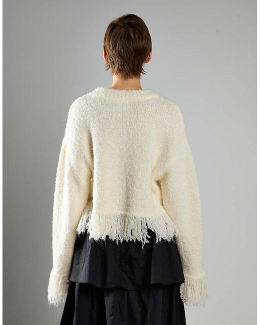 Glamorous White Fringe Hem Jumper