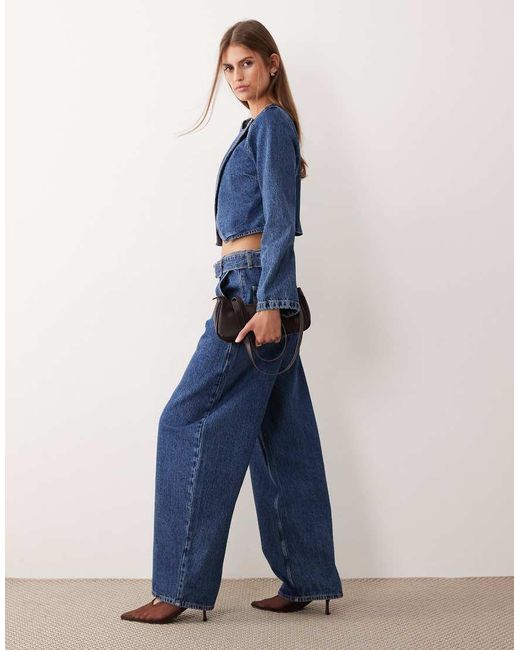 Vaqueros Azul Medio Oscuro De Pernera Barrel De (Parte De Un Conjunto)-Azul Marino ASOS de color Blue