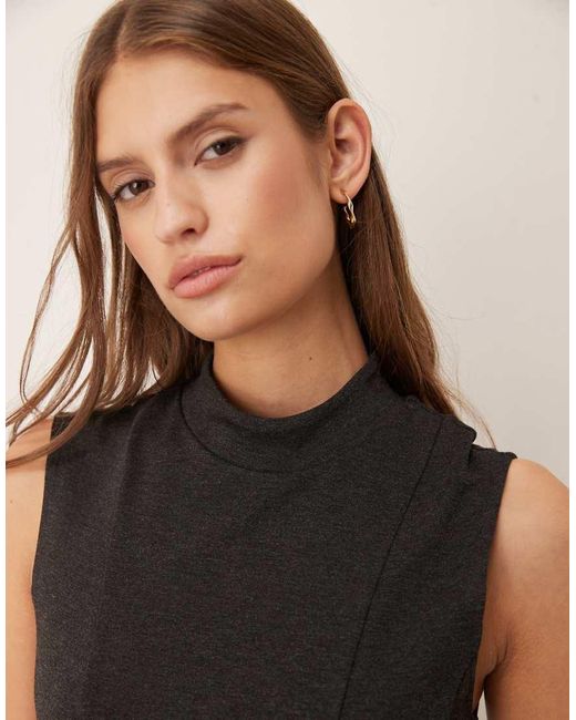 Mango Black Tailored Sleeveless Pleated Mini Dress