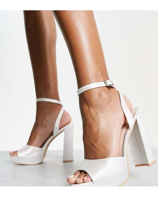 Be Mine Wide Fit White Bridal Vanyaa Platform Heeled Shoes