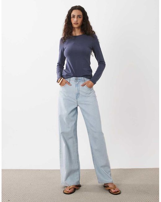 Cotton On Blue Longline Crew Long Sleeve Top