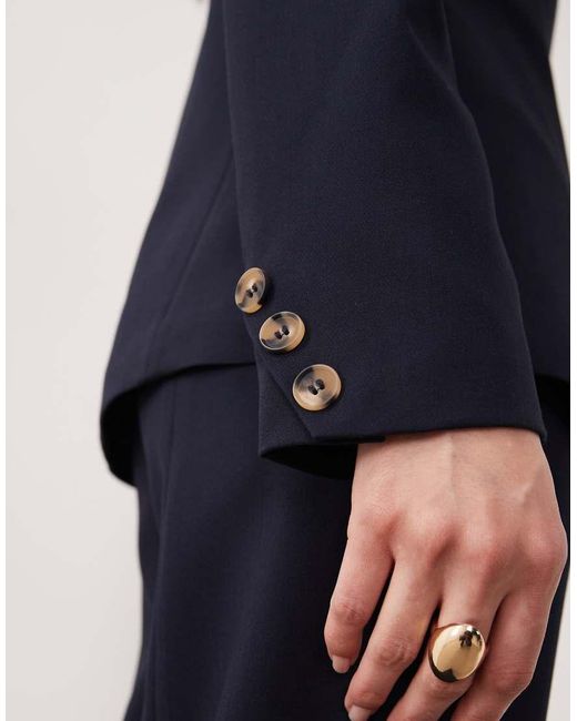 Y.A.S Blue Structured Tailored Square Neck Blazer Co-ord