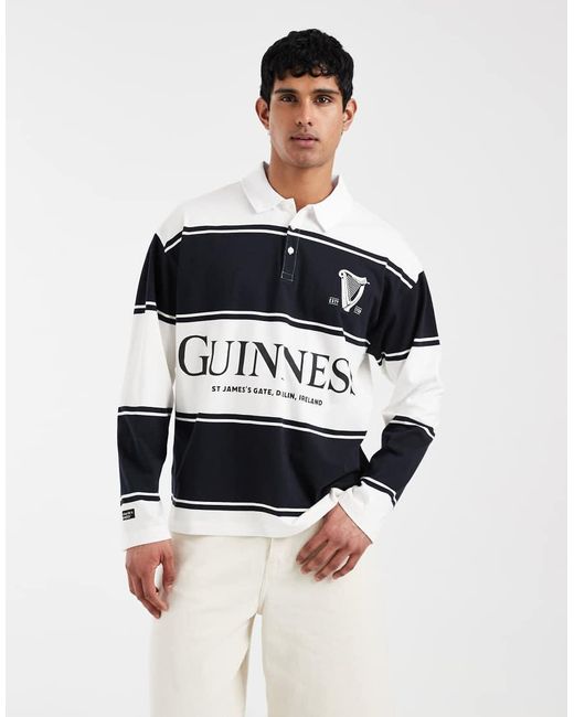 ASOS Blue Relaxed Polo With Guinness Print for men