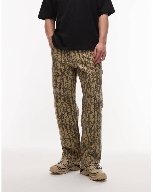 Gramicci Green Taos Patterned Canvas Straight Fit Pants for men