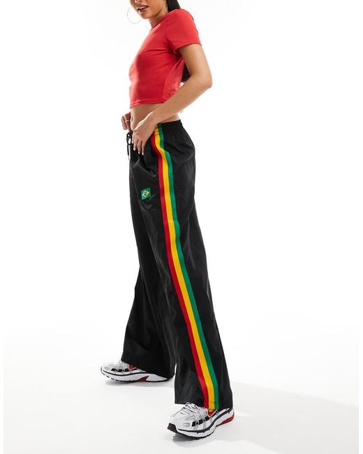 Edikted White Oversized Baggy Tracksuit Pants With Brazil Details