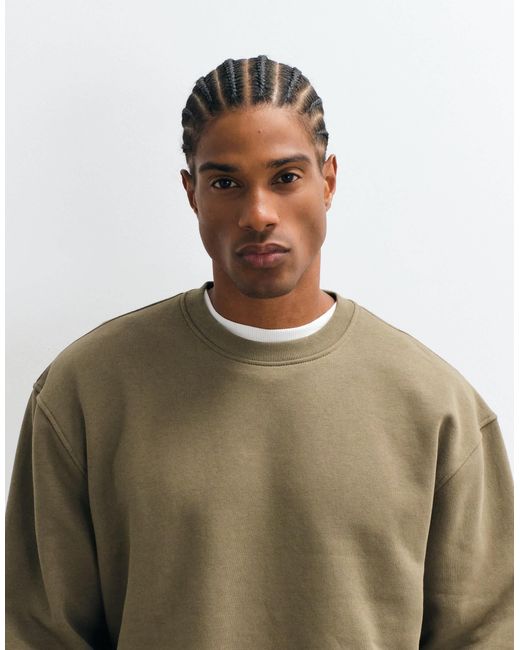 ASOS – kastiges basic-sweatshirt in Natural für Herren