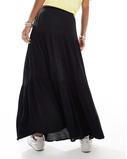 Stradivarius White Boho Midi Skirt