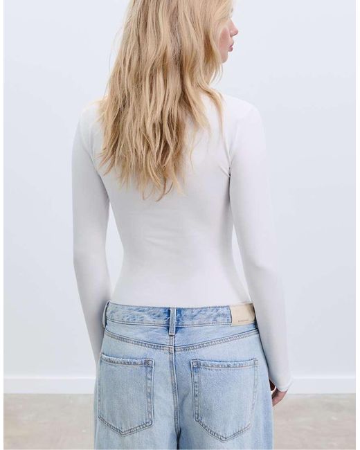 Stradivarius Body Van Polyamide Met Lange Mouwen in het White